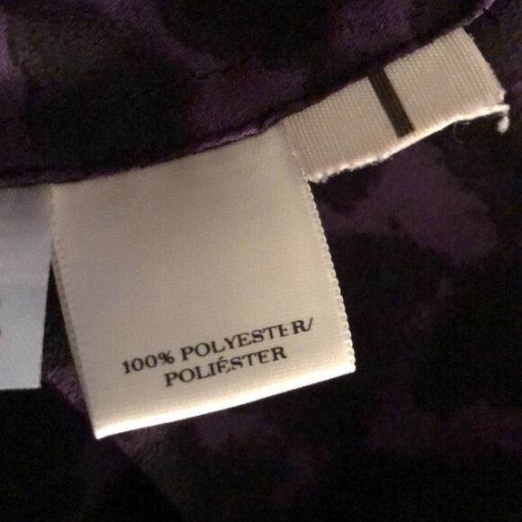 Ann Taylor Leopard Ruffle Purple Black Blouse size medium - Picture 4 of 5